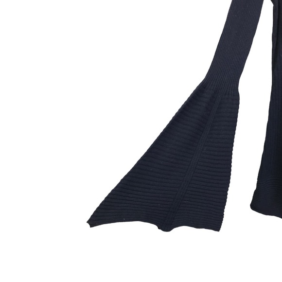 DG2 By Diane Gilman Women's Sweater Navy Blue Ribbed Flared Sleeves Turtleneck M - Picture 3 of 8